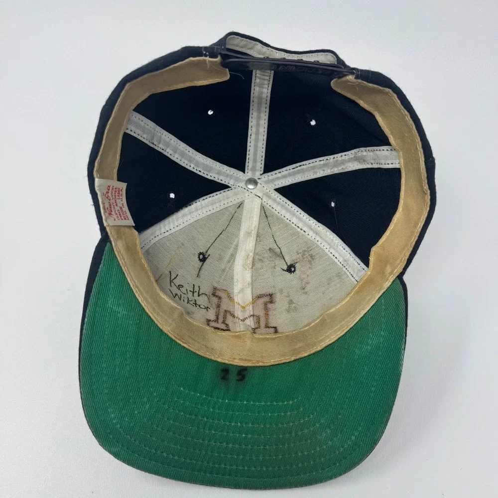 Vintage Michigan Wolverines New Era‎ Hat Navy Blue Pro Model Snapback USA Made